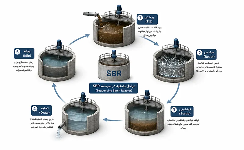مراحل سیستم تصفیه SBR
